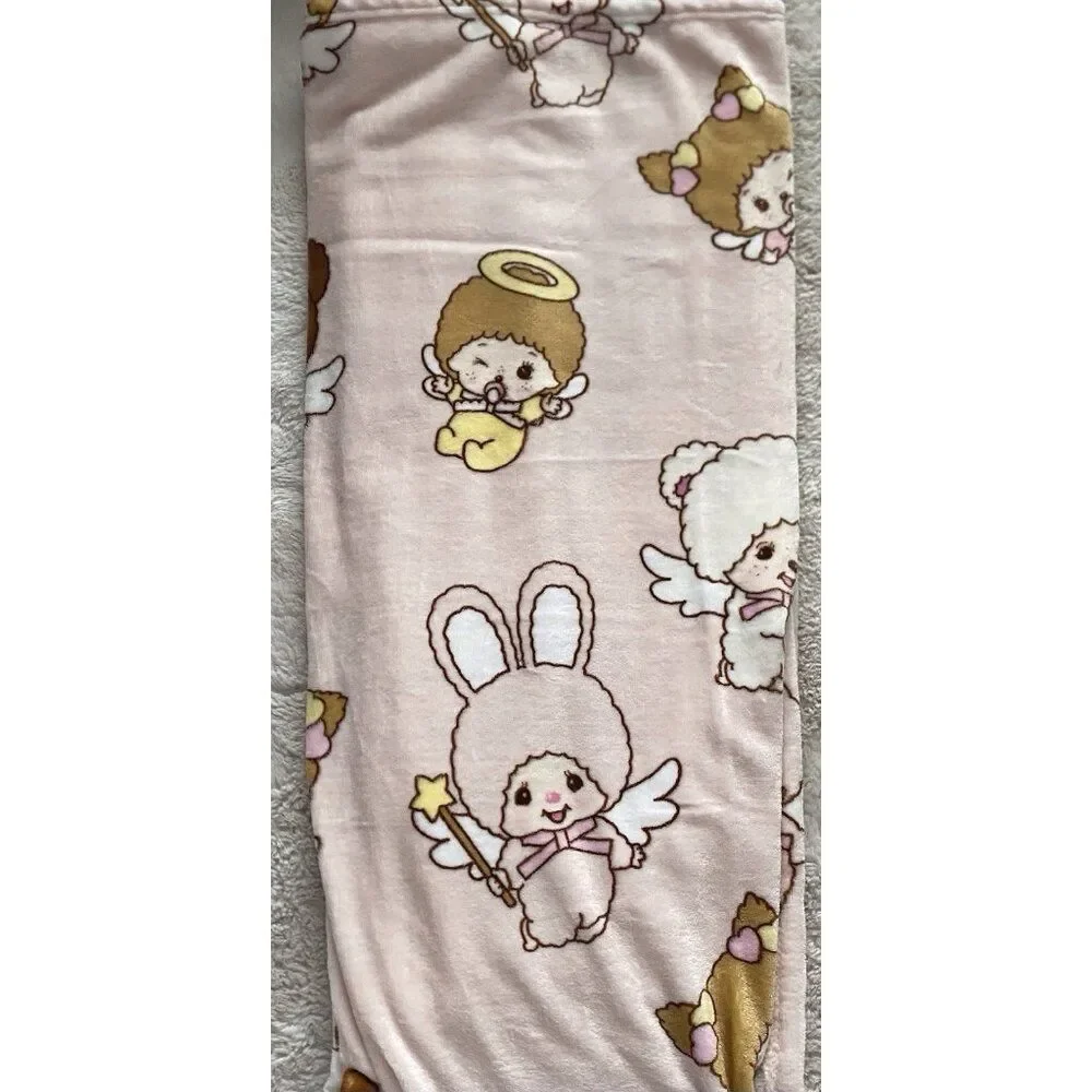 Monchhichi Love Happy Angel Pink Soft‎ Plush Throw Blanket 50”x70” VIRAL NEW